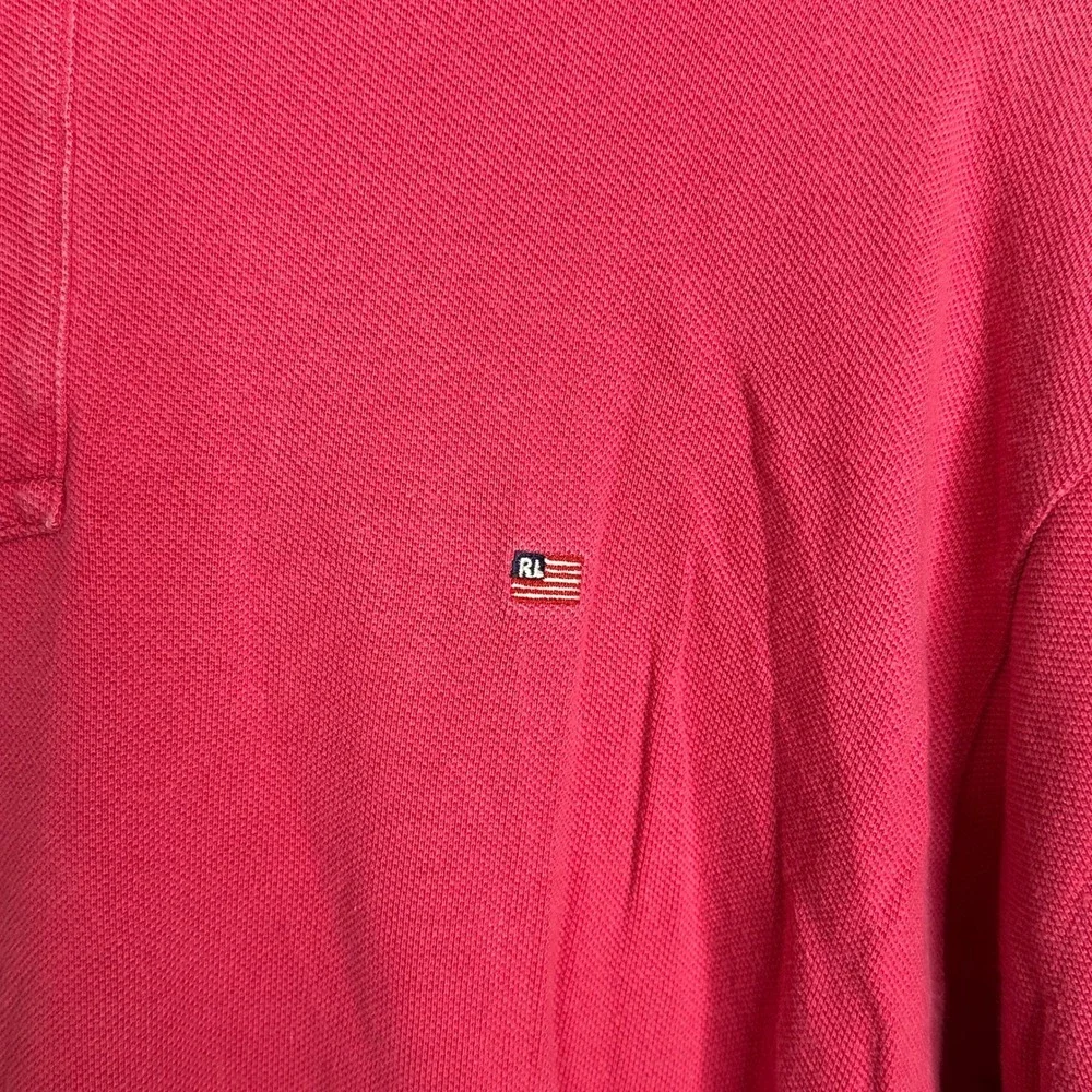 Polo Jeans Co Ralph Lauren Mens Pink Pique Cotton Short Sleeve Polo Shirt‎ Large
